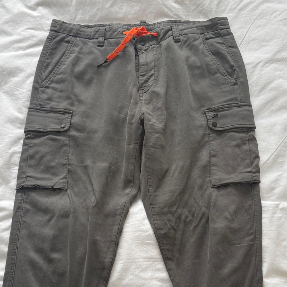 Mason’s Men's Dark Green Cargo Pants with Orange Accent